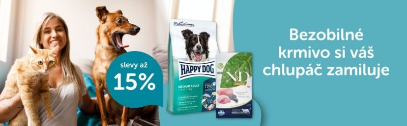 Bezobilná krmiva pro psy i kočky se slevou 15 % na ZooRoyal
